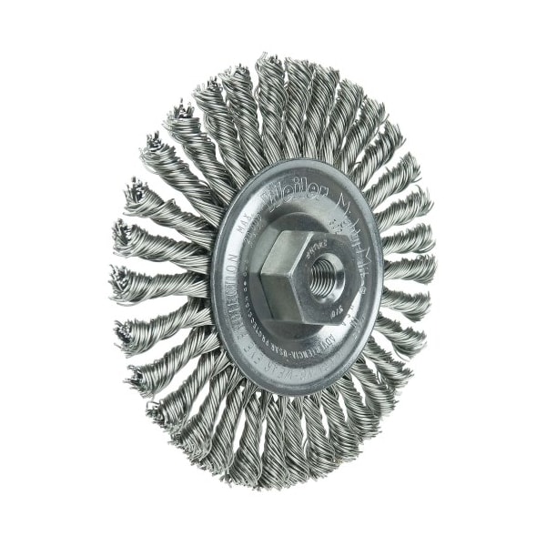 Weiler Mini Roughneck 4" Wire Wheel, .020" Fill, 3/8"-24 UNF Nut 13135 - main